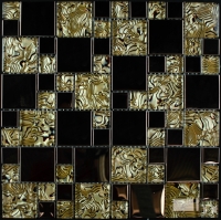 Mozaika metal sklo 23x23+48x48 300x300x8 mm zlatá